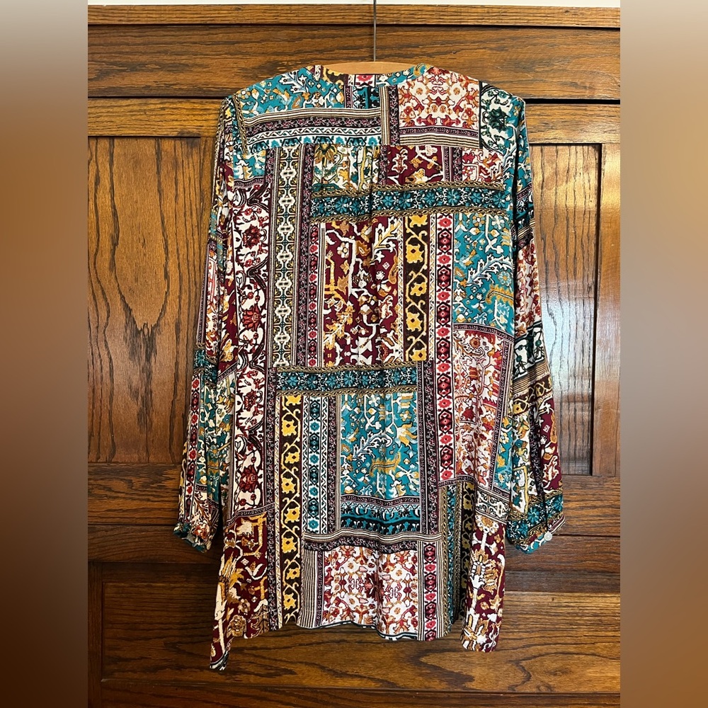 J. Jill Patchwork Tunic Button Down Top, Small - image 9